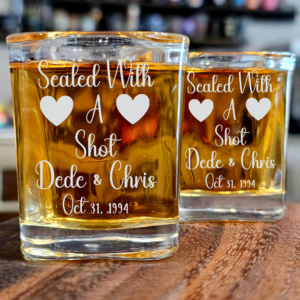 Engraved Wedding Shot Glasses, Sealed With a Shot, Party Favors